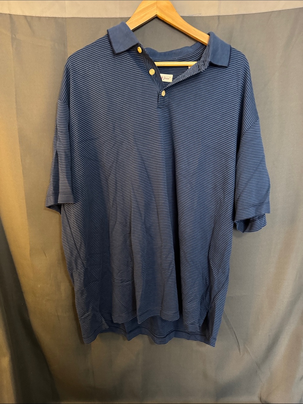Vintage Jamaica Jaxx Men's Blue Striped Polo Shirt